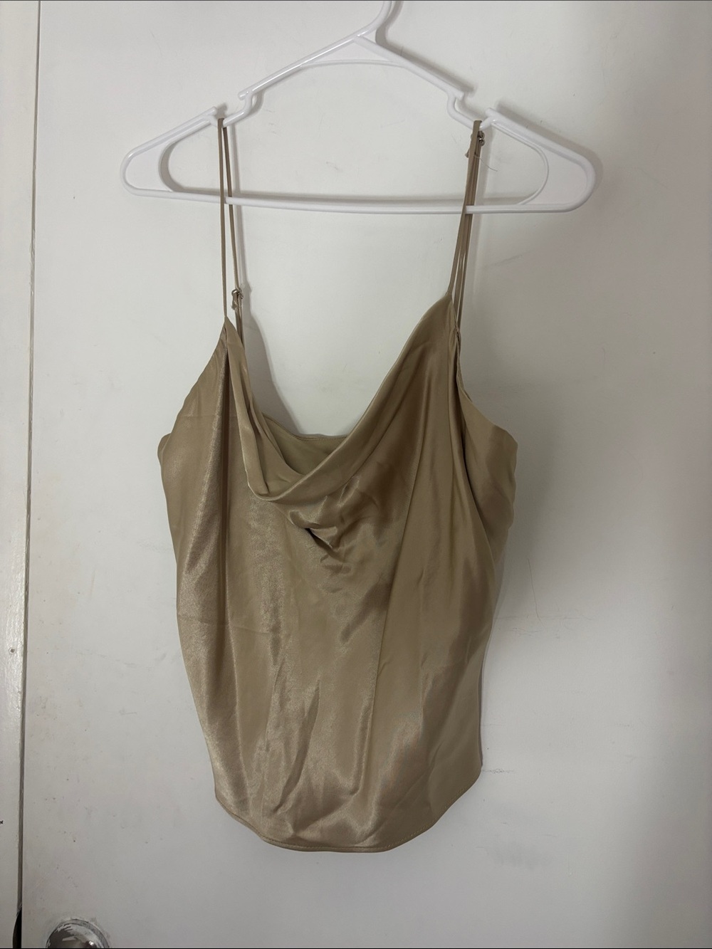 Zara Satin Cowl Neck Camisole - Taupe